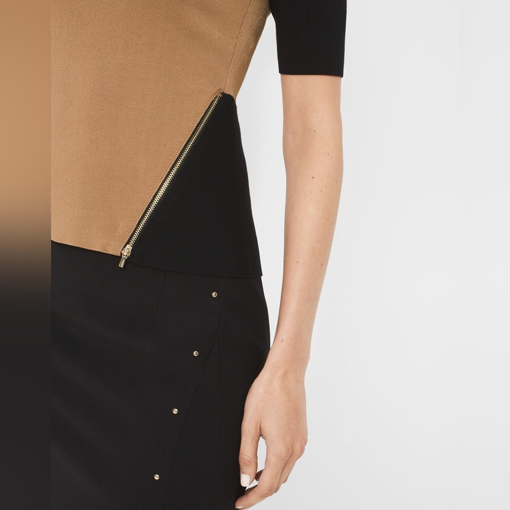 WHBM Zip-Detail Colorblock Top - Picture 3 of 8